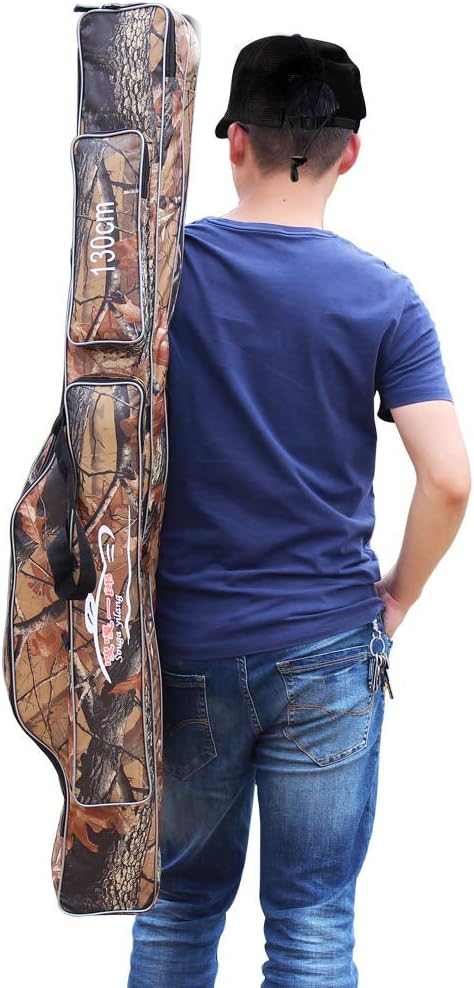 Sougayilang Folding Fishing Rod Case Organizer Pole Storage Bag Rod Reel Tackle Carrier Fishing Rod Bag Fishing Case