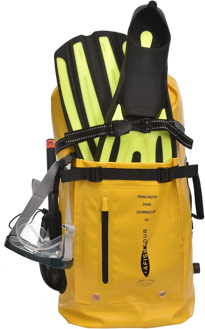 Heavy Duty Waterproof Dry Bag Backpack - 35L Roll-Top Floating Dry Bag Backpack for Kayaking, Rafting, Boating