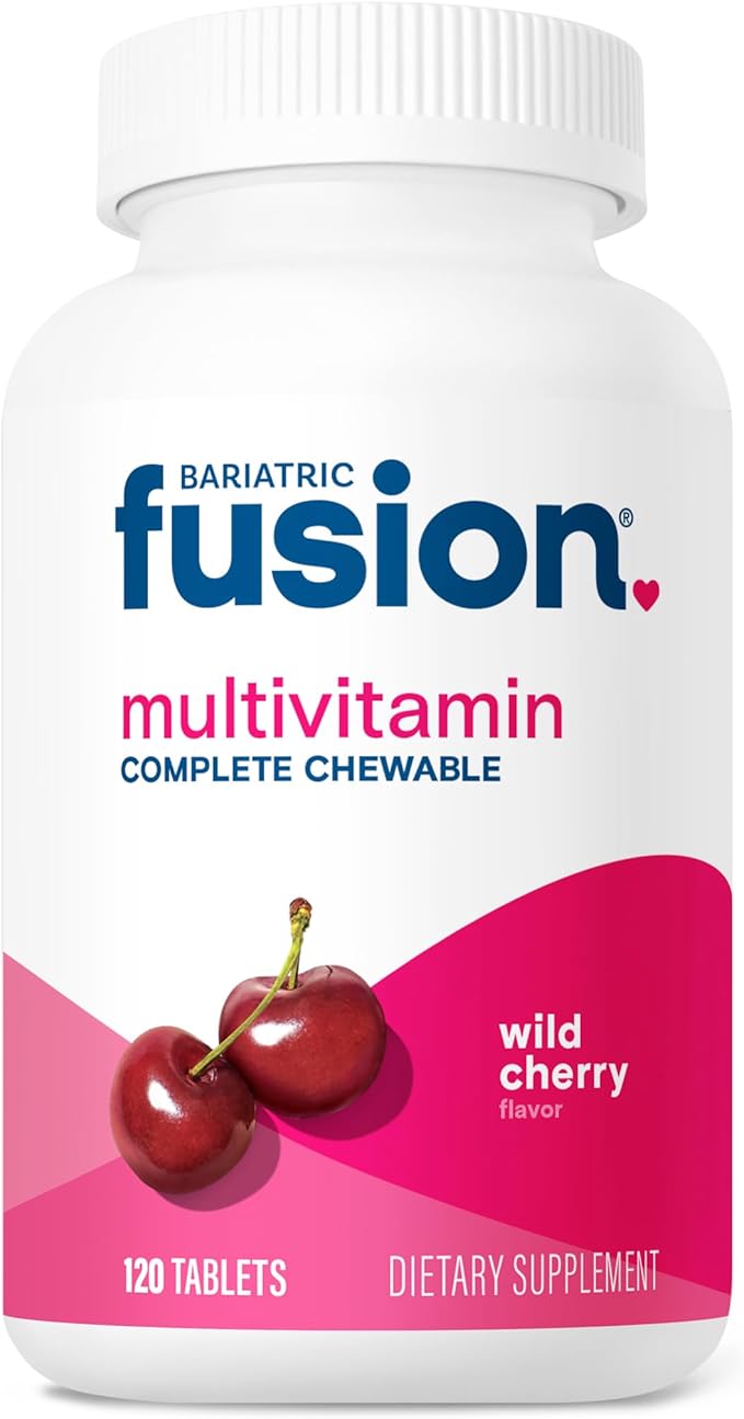 Bariatric Fusion Bariatric Multivitamin with Iron Complete Chewable | Wild Cherry | Post Bariatric Vitamins for Gastric Bypass and Sleeve Gastrectomy | One Month Supply