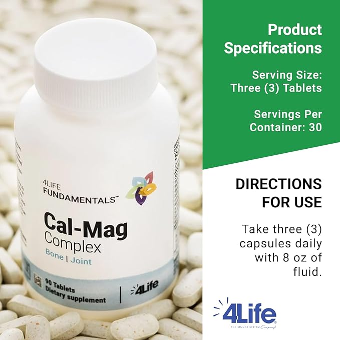 4Life Cal-Mag Complex - with Calcium, Magnesium, Vitamin D, and K - 90 Tablets