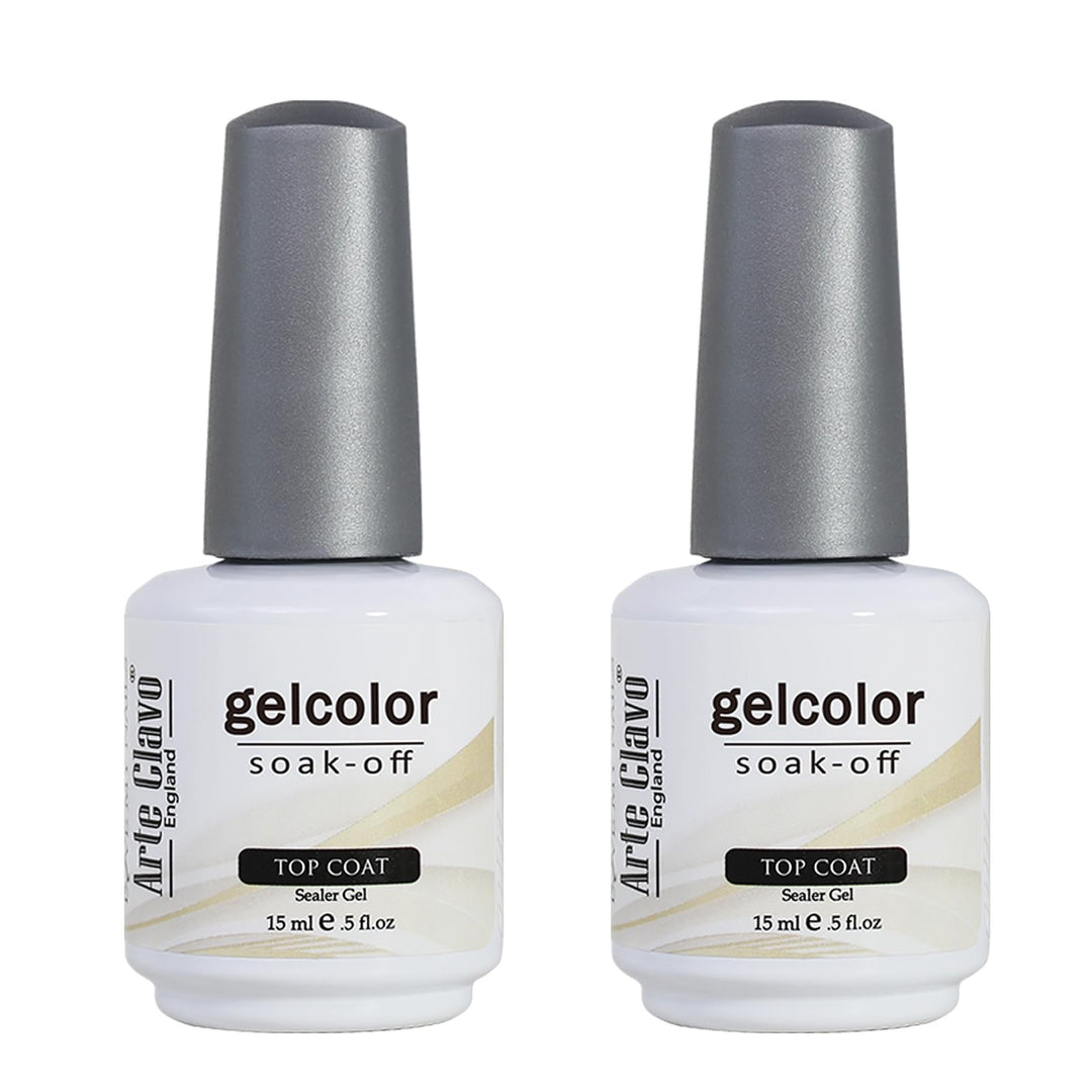 Arte Clavo Gel Polish 2Pcs 15Ml No Wipe Top Coat High Gloss Shiny Long-Lasting Clear Gel Top Coat, Soak Off Nail Lamp Nail Gel,