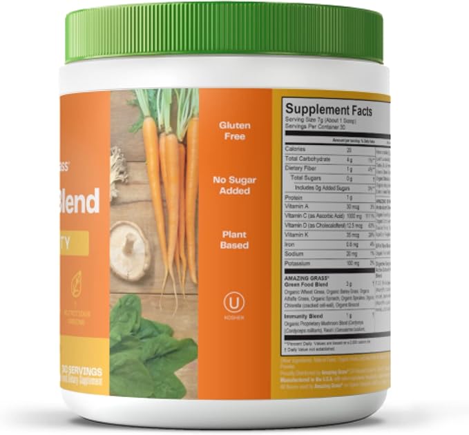 Amazing Grass Greens Blend Antioxidant: Super Greens Powder Smoothie Mix with Organic Spirulina & Greens Blend Superfood for Immune Support: Super Greens Powder Smoothie Mix with Vitamin C