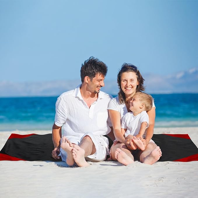Picnic Blanket, Mini Pocket Beach Mat 78.8 x 82.7IN (5-7 People) Foldable, Lightweight Waterproof Sand Free, Foldable Thin Ground Sheet for Outdoor Camping Hiking Travel - with Hand Strap
