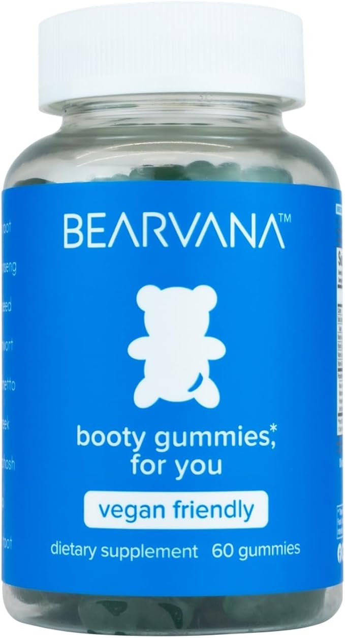 BEARVANA Peach Support Gummies for Women | Fitness Supplement | Boost Confidence | 9 Herbal Extracts Including Maca Root, Fenugreek and Ginger Root | Essential Vitamins | Berry Flavor | 60 Gummies