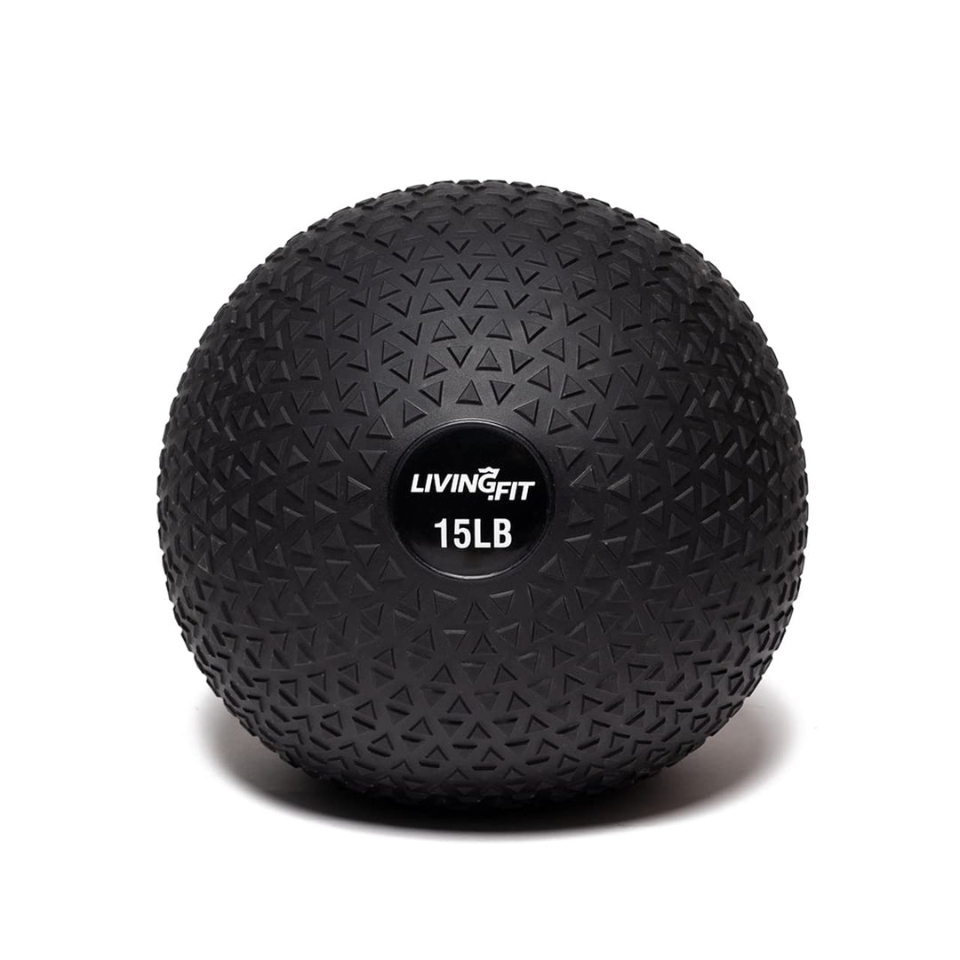 Living.Fit Slam Ball – Durable Heavy-Duty 15 LB Slam Ball for Strength Training, Crossfit, and Functional Fitness – Available in Multiple Weights – Non-Slip Grip, Versatile for Full-Body Workouts