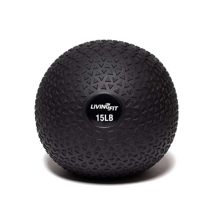 Living.Fit Slam Ball – Durable Heavy-Duty 15 LB Slam Ball for Strength Training, Crossfit, and Functional Fitness – Available in Multiple Weights – Non-Slip Grip, Versatile for Full-Body Workouts