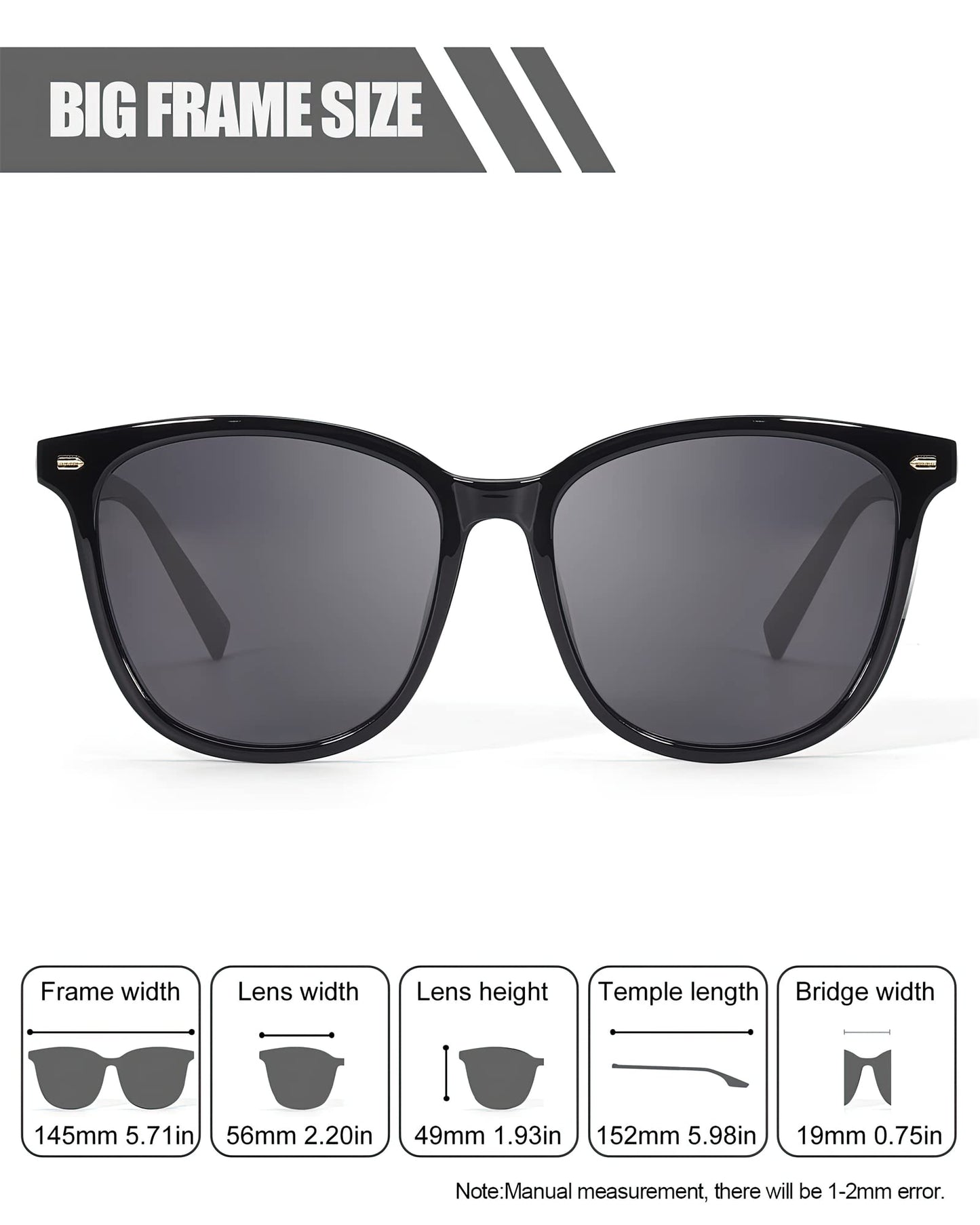 Myiaur Women's Polarised Sunglasses with Retro Mirrored Lens & UV400 Protection - Trendy & Stylish Large Glasses