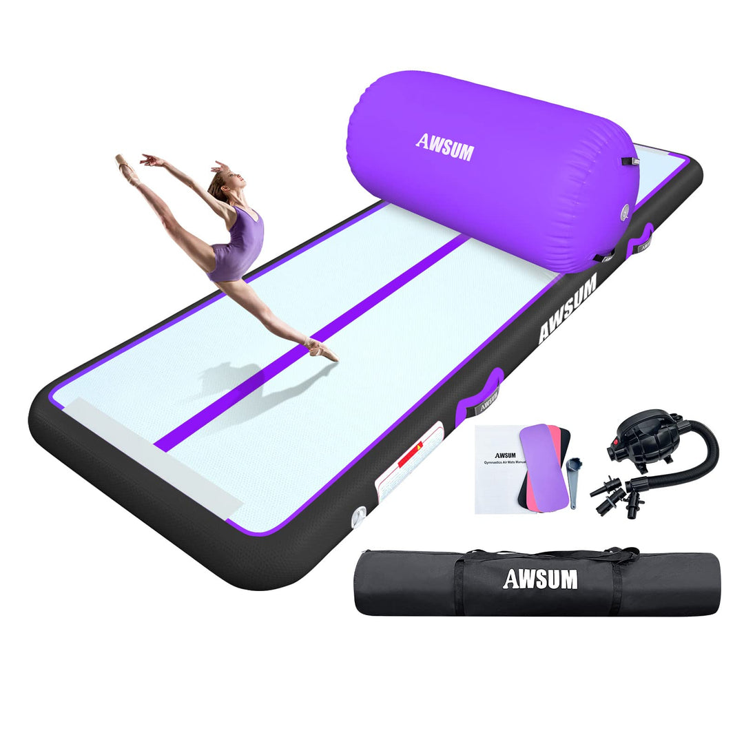 AWSUM Air Roller 10ft Gymnastics Mat 4inches Thickness Tumbling Mats with Electric Pump for Home Use/Gym
