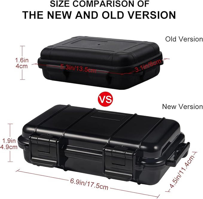 Dry Storage Box, Shockproof Waterproof Box Storage Case Waterproof Plastic Box Container with 2 U‑Shape Buckle, Plastic Storage Container for Cameras, Phones, Camping, Fishing, Hiking(Small-Black)