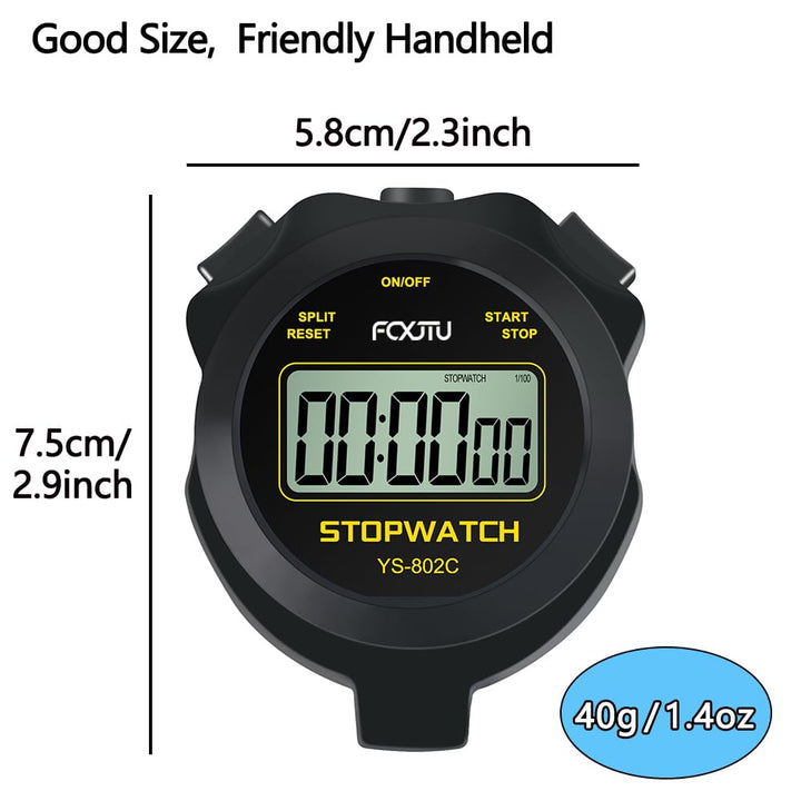 FCXJTU Digital Simple Pure Stopwatch Timer, No Bells, No Alarm, No Clock, Simple Basic Operation, Clear Display, ON/Off, Silent Stop Watch for Swimming Running Training Kids Coaches Referees Teachers