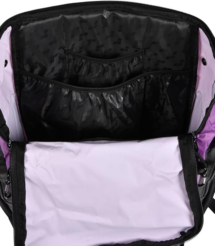 ARENA Spiky III Backpack 45 Swimming Athlete Sports Gym Rucksack Large Training Gear Equipment Swim Bag for Men and Women, 45 Liters, Purple