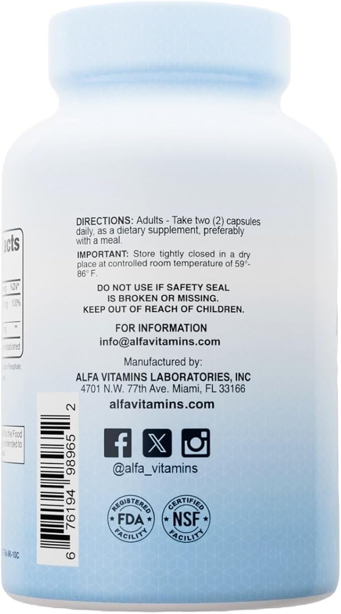 Magnesium Plus Melatonin 10 mg Sleep Supplement by Alfa Vitamins for Sleep Improvement and Relaxation, 60 Capsules