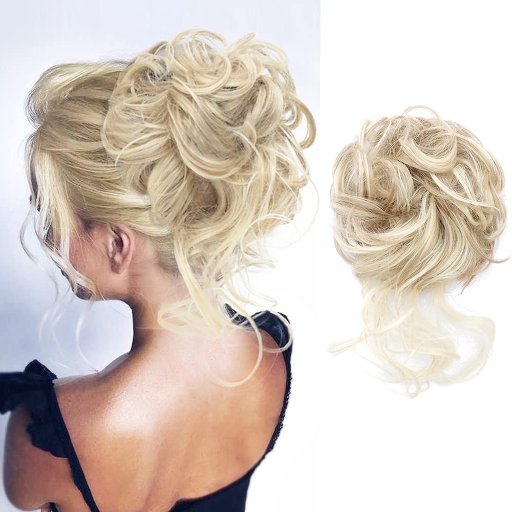 Kethbe Messy Bun Hair Piece Tousled Updo Hair Buns Extension Elastic Hair Band Hair Pieces Curly Hair Bun Scrunchie For Women (P