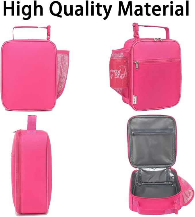 Lunch Box for Kids Boys Girls Men Women,Insulated Small Soft Cooler Lunch Bag Kit for School Work Picnic Travel - Reusable Portable lunchbox,Rose Red