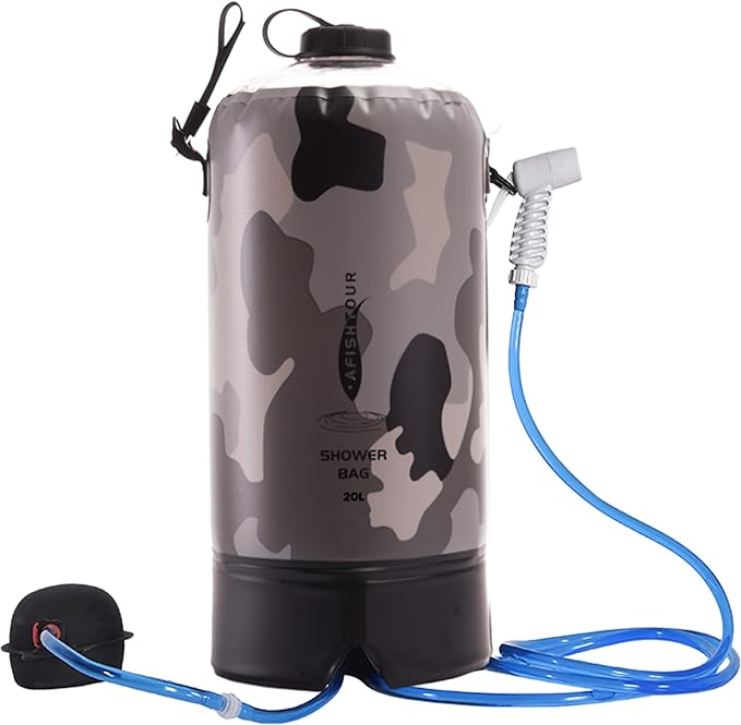Portable Camping Shower Bag - 10L/2.2 Gallons 20/5 Gallons Solar Shower Water Bag with Foot Pump, Hose and Shower Head - Camp Shower for Camping, Beach, Travel, Outdoor Activities