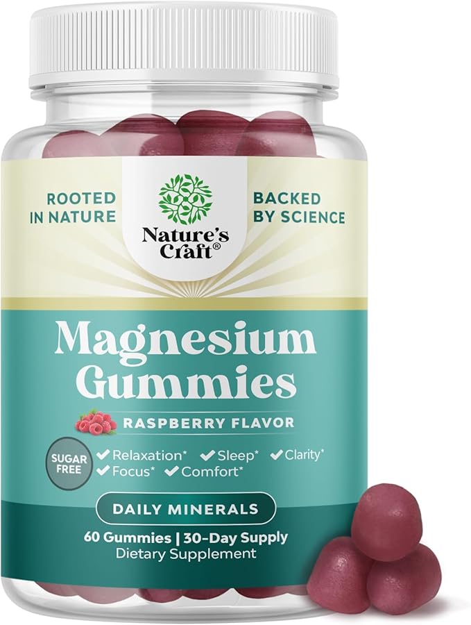 Sugar-Free Extra Strength Calm Magnesium Gummies for Adults - Relaxing Magnesium Citrate Gummies with Elemental Mag - Sleep Aid Soft Chews Raspberry Flavored - Body & Mind Relaxation - 60 Count