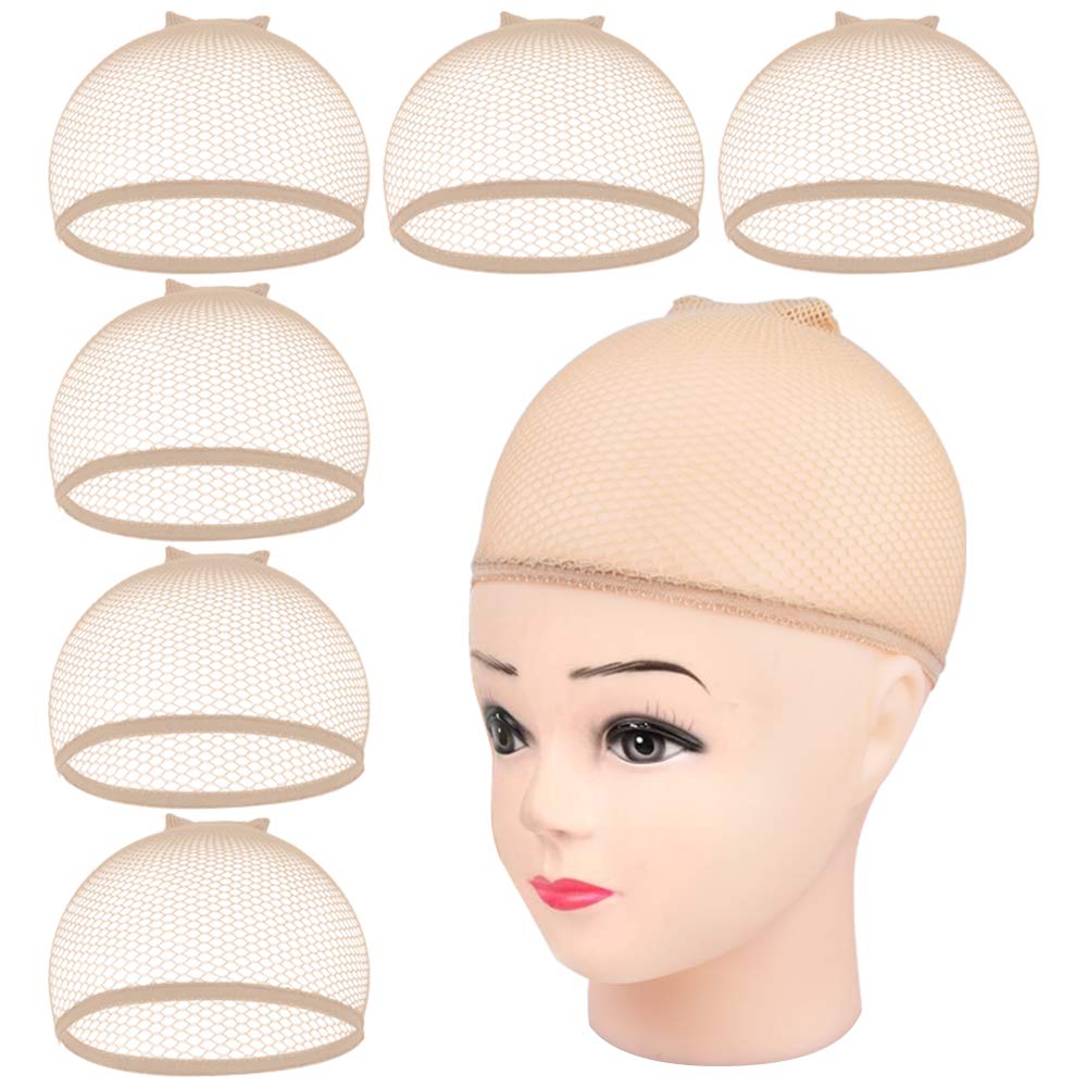 MORGLES Mesh Wig Cap, 6 Pcs Fishnet Wig Cap for Women Non Slip Weave Close End Hair Net