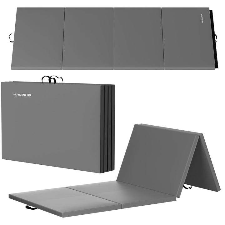 BalanceFrom Fitness GoGym 4' x 10' x 2" All Purpose Folding Exercise Gym Mat for Yoga, Aerobics, Pilates, Martial Arts, and Full Body Workouts, Gray