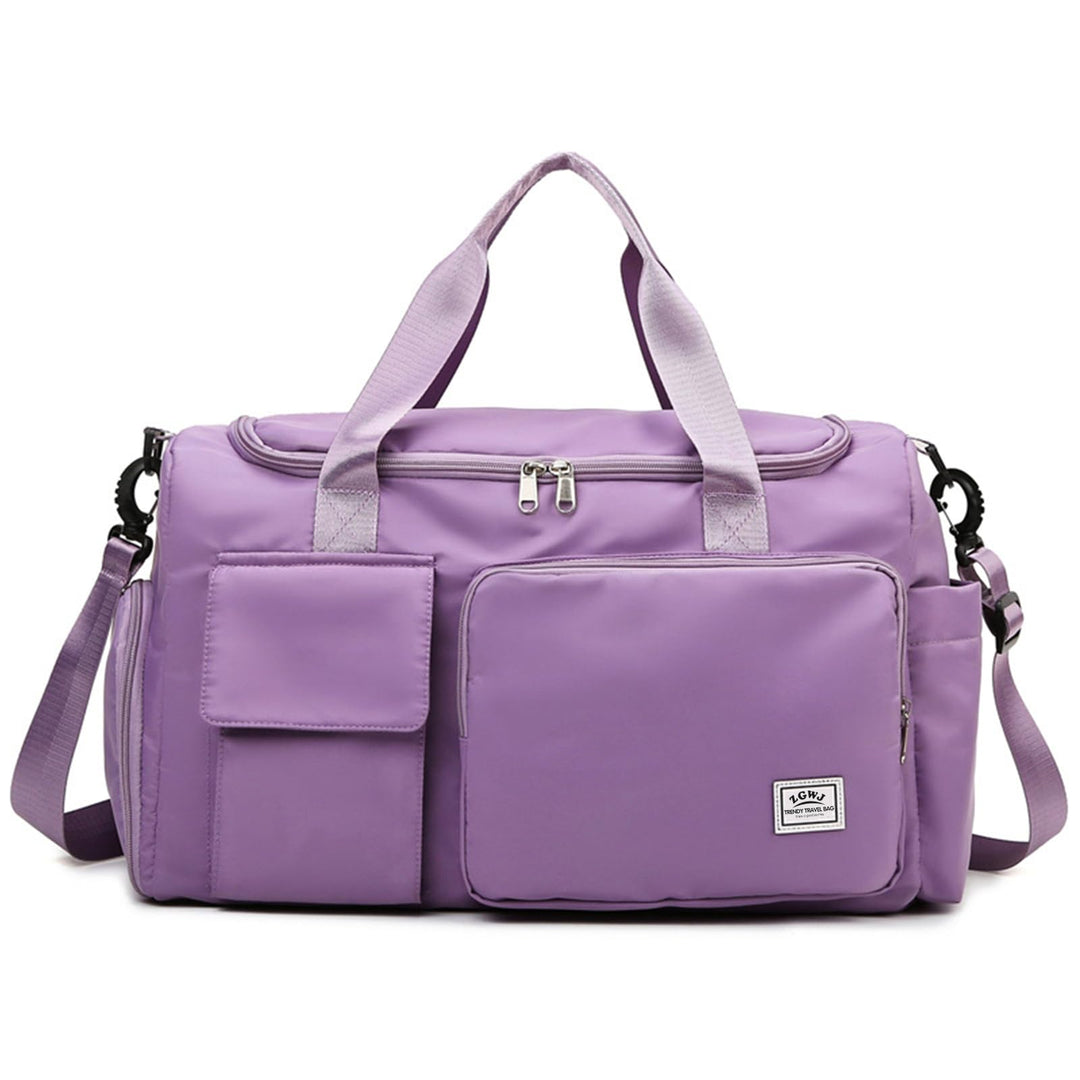 Travel Duffel Tote Bag with Dry Wet Separation Pocket, Weekender Bag for Women and Men，Waterproof Bag with Shoe Compartment Lightweight and Easy Carry on Purple