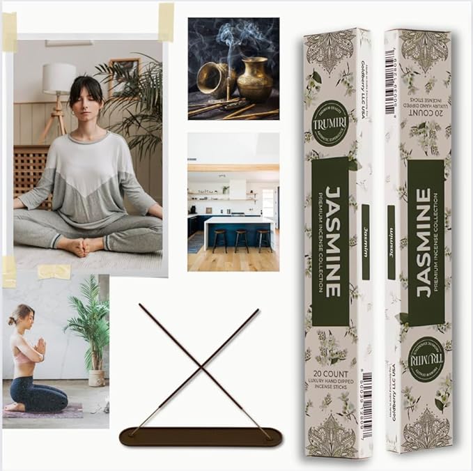 Jasmine Incense Sticks - Total 40 Insence-Sticks - Dual Pack of 20 Insense - Inciensos - Inscents - Natural Non Toxic Ingredients - Incents - Incence - Inscense - Insents