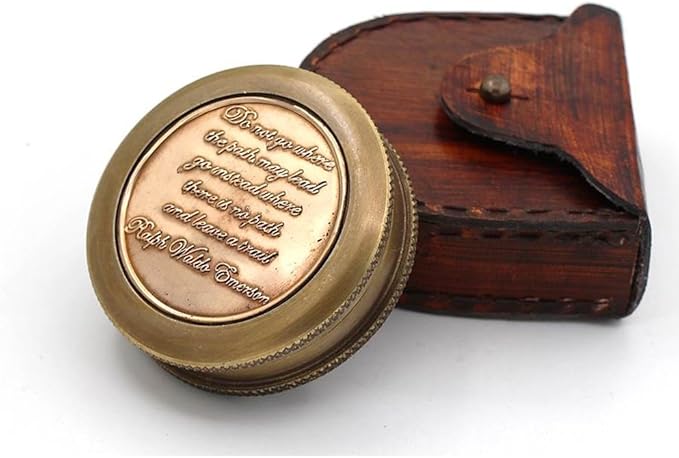 RII Brass Compass Engraved with Poet Quotes - Graduation & Birthday Gifts for Men & Boys, Father to Son, Husband Gift