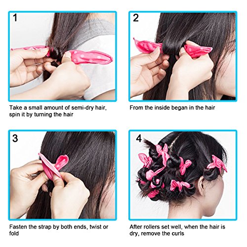 30 Pieces Hair Curler Rollers DIY Night Sleep Foam Hair Styling Tools Flexible Soft Sponge Pillow Curlers Rollers With Storage Bag (5 Colors)