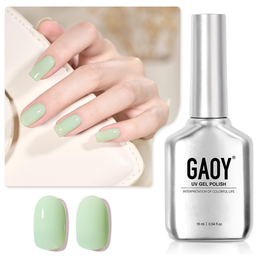 Gaoy Pastel Gel Nail Polish, 16Ml Milky Green Soak Off Uv Light Cure Gel Polish For Spring Summer Soft Candy Nail Art Diy, Macar