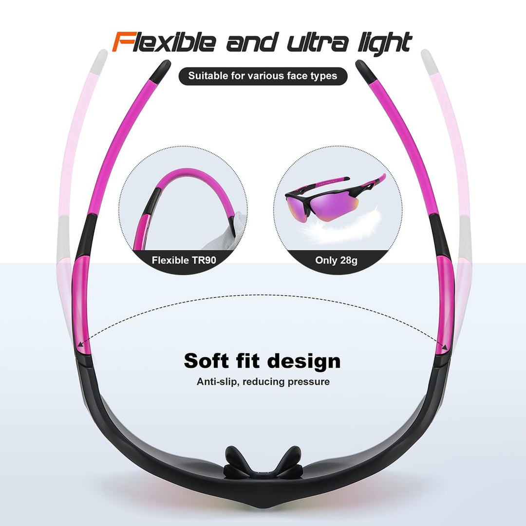 FAGUMA Polarized Sports Sunglasses for Men Women Fishing Cycling Running Golf Motorcycle TR90 Frame UV400