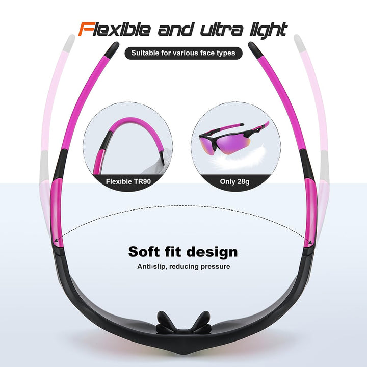 FAGUMA Polarized Sports Sunglasses for Men Women Fishing Cycling Running Golf Motorcycle TR90 Frame UV400