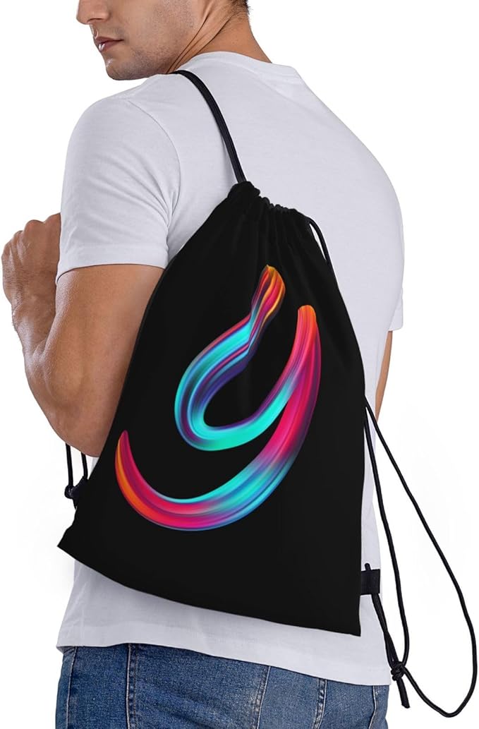 Drawstring Bags Initial Drawstring Backpack Sackpack Black Draw String Cinch Bags for Sports, Gym, Travel, Swimming, Beach, Camping, Rainbow Letter Y