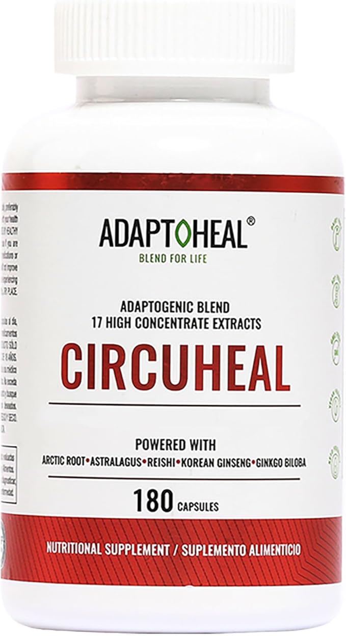 Adapatoheal Blood Pressure Suplement with Adaptogens - Reishi, Ginkgo Biloba, Astragulus & Hawthorn Berry - 700mg - 180 Capsules