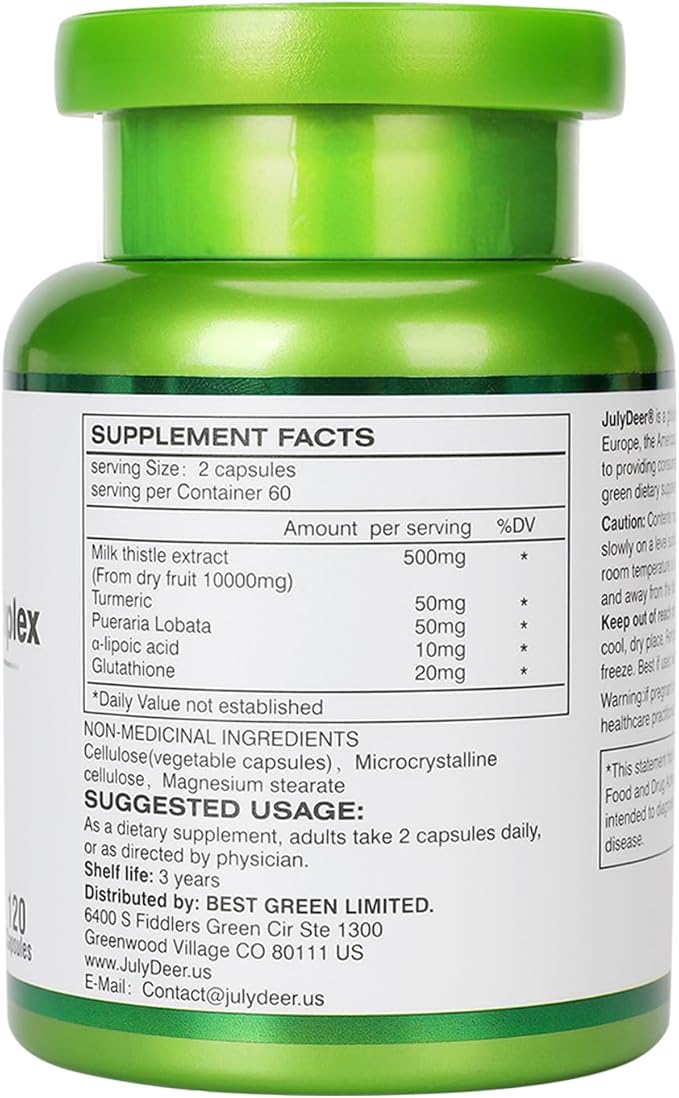 Milk Thistle Silymarin Marianum 630 mg Liver Support, Antioxidant Support, Detox, Liver Protection Capsules for Staying Up Late, Drinking and Hangover, Dull Skin