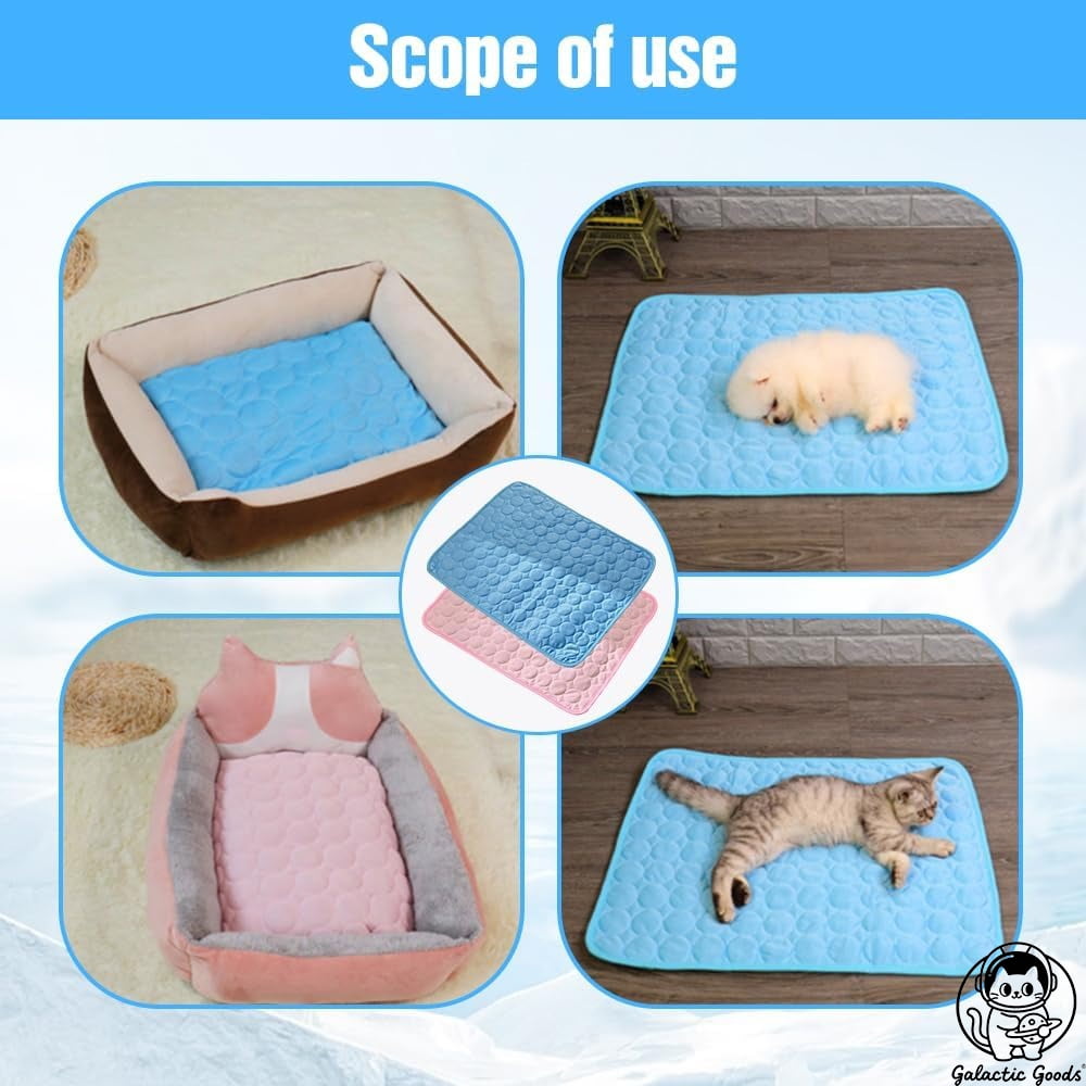 Galactic Goods-Dog Cooling Mat for Summer - Pet Cooling Pad with Gel Ice Pack, Non-Slip & Machine Washable, Cooling Mat for Dogs & Cats Indoor/Outdoor Use