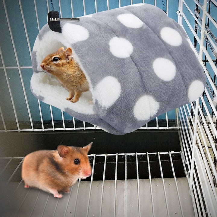 Gray Large Bed for Cozy Small Pet Sleepers Fluffy Dot Velvet Hamster Hammock