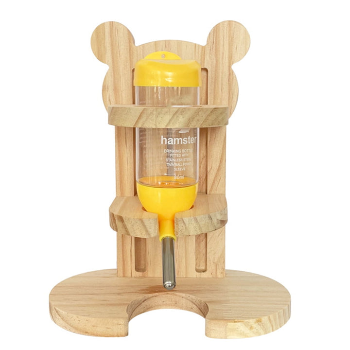 AOOOWER Hamster Water Bottle Holder Adjustable Wood Stand for Guinea Pig Small Pet Gift