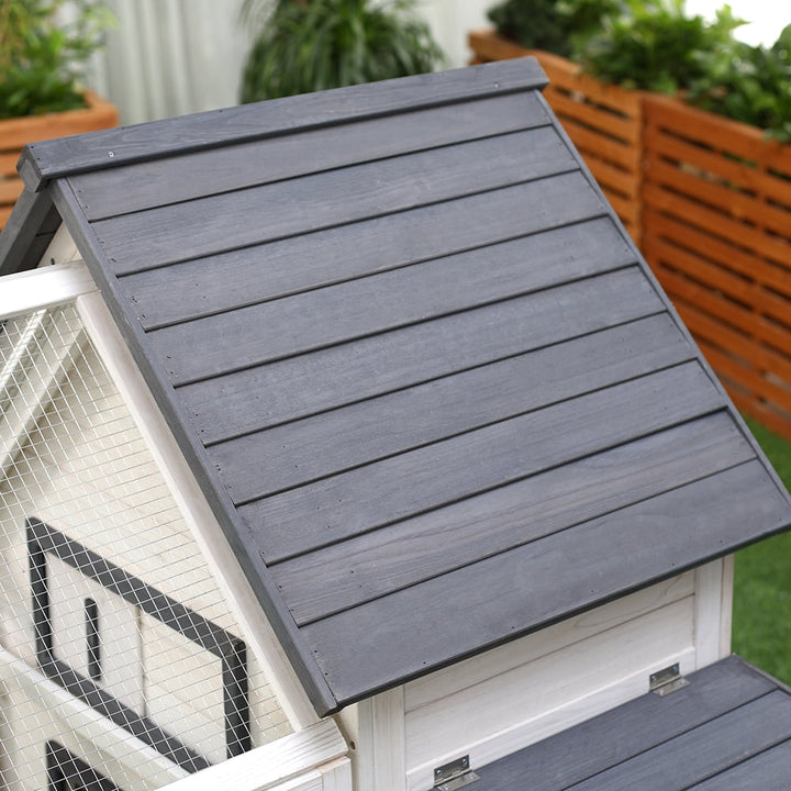 WRXNOOK 65" Wooden Chicken Coop, Outdoor Hen House with Detachable Run & Nesting Box, Removable Tray, Ramp Poultry Cage