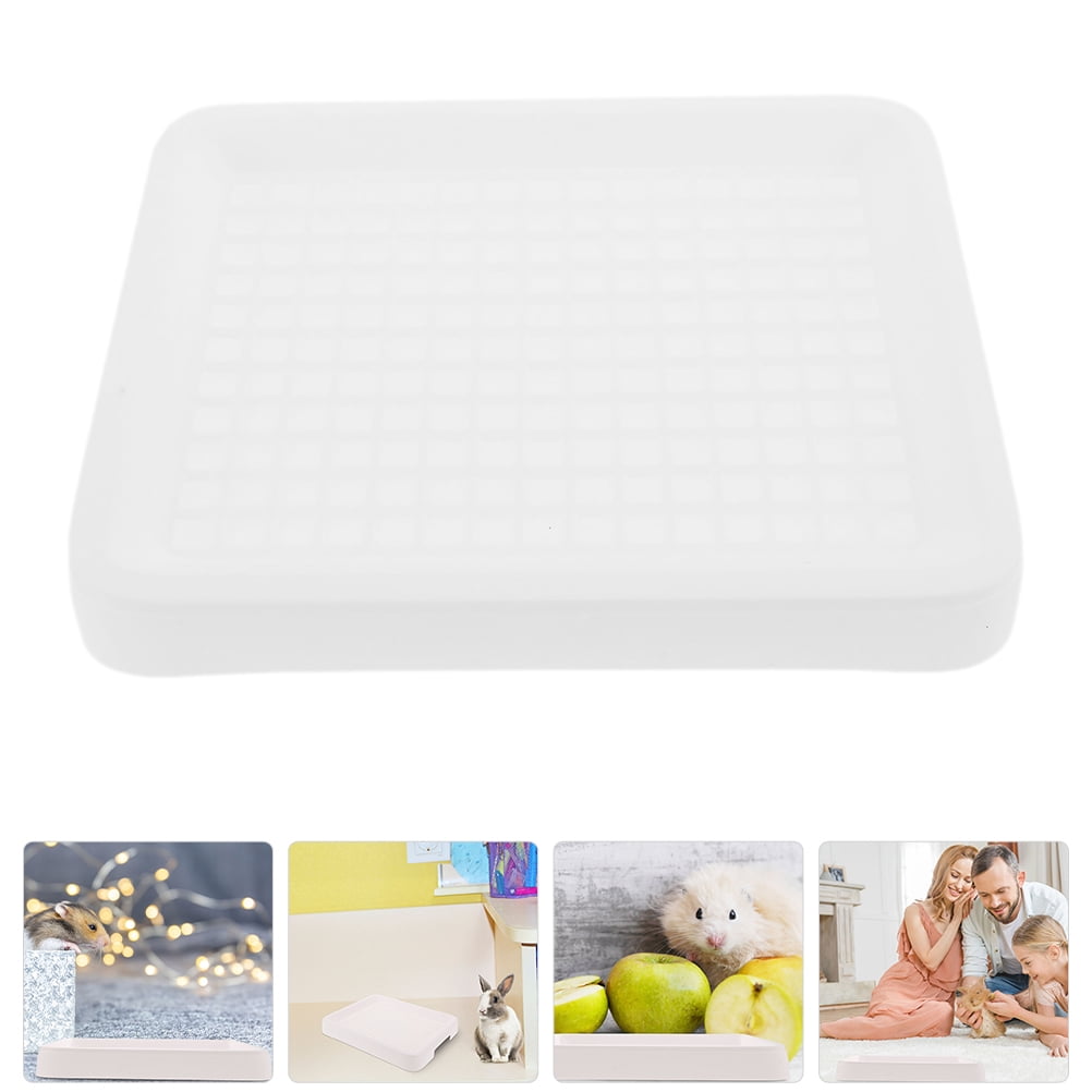 White Plastic Rabbit Litter Box for Guinea Pig Ferret Corner Potty Training Large Size