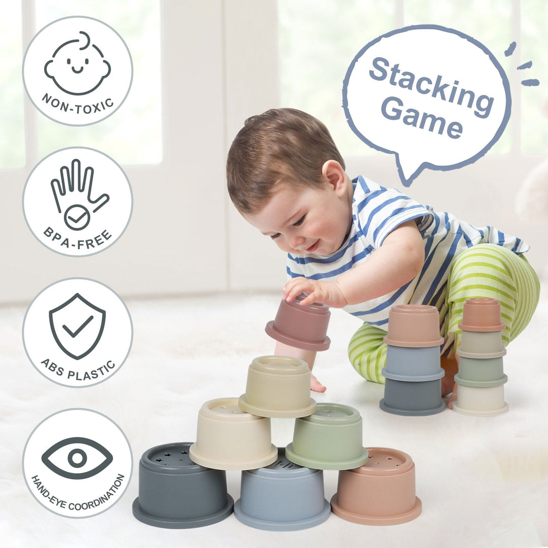 Stacking Cups for Rabbits, 8PCS Stackable Bunny Toys, Plastic Pet Nesting Snack Cup, Chinchilla, Guinea Pig and Parrot Enrichment Toys for Hiding Food and Playing