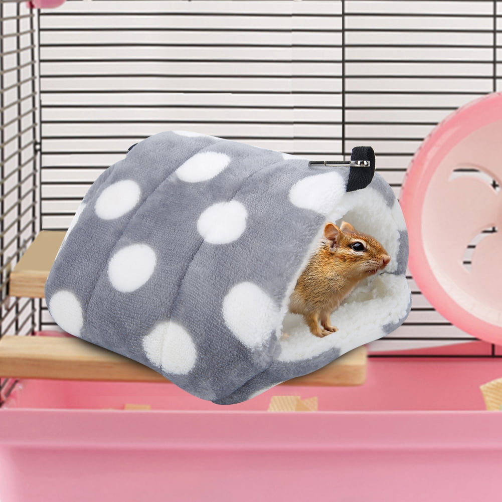 Gray Large Bed for Cozy Small Pet Sleepers Fluffy Dot Velvet Hamster Hammock