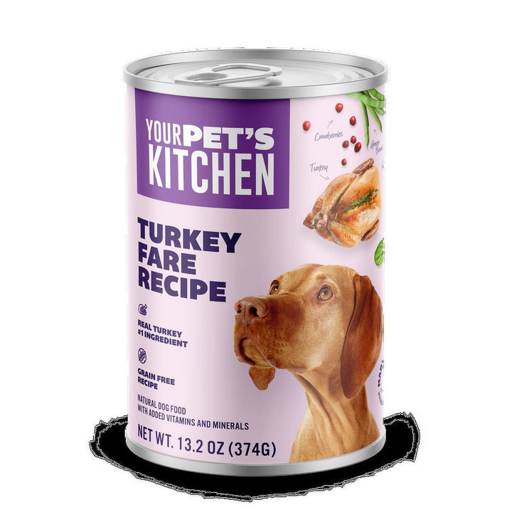 YOUR PET'S KITCHEN Wet Dog Food, Turkey Fare Recipe - 13.2 oz Cans (Pack of 6), Made in The USA with Real Turkey