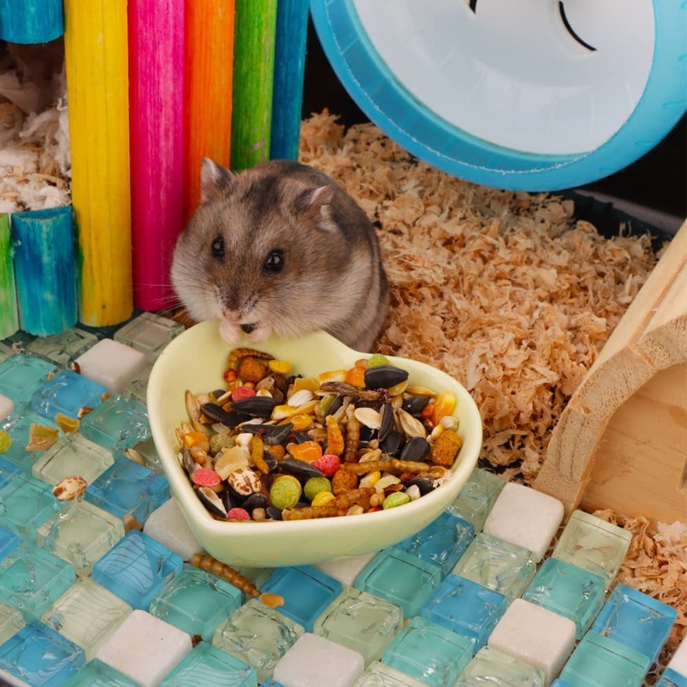 Laegsmetg 2Pcs Hamster Ceramic Food Bowl Anti-Turning Food Water Dish for Hamster Gerbil Hedgehog