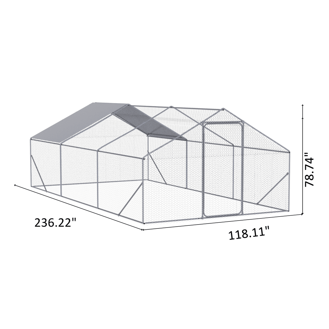 Coowa Outdoor Metal Chicken Coop 20 x 10 x 6 FT Large Chicken Run 3 Unit Walk in Poultry Hen Pen Cage with Lockable Door for Backyard Farm