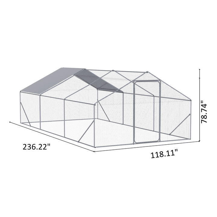 Coowa Outdoor Metal Chicken Coop 20 x 10 x 6 FT Large Chicken Run 3 Unit Walk in Poultry Hen Pen Cage with Lockable Door for Backyard Farm