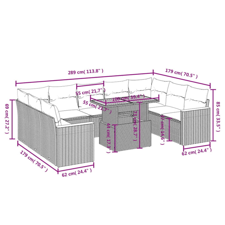 vidaXL Garden Sofa Set Black, Cream White