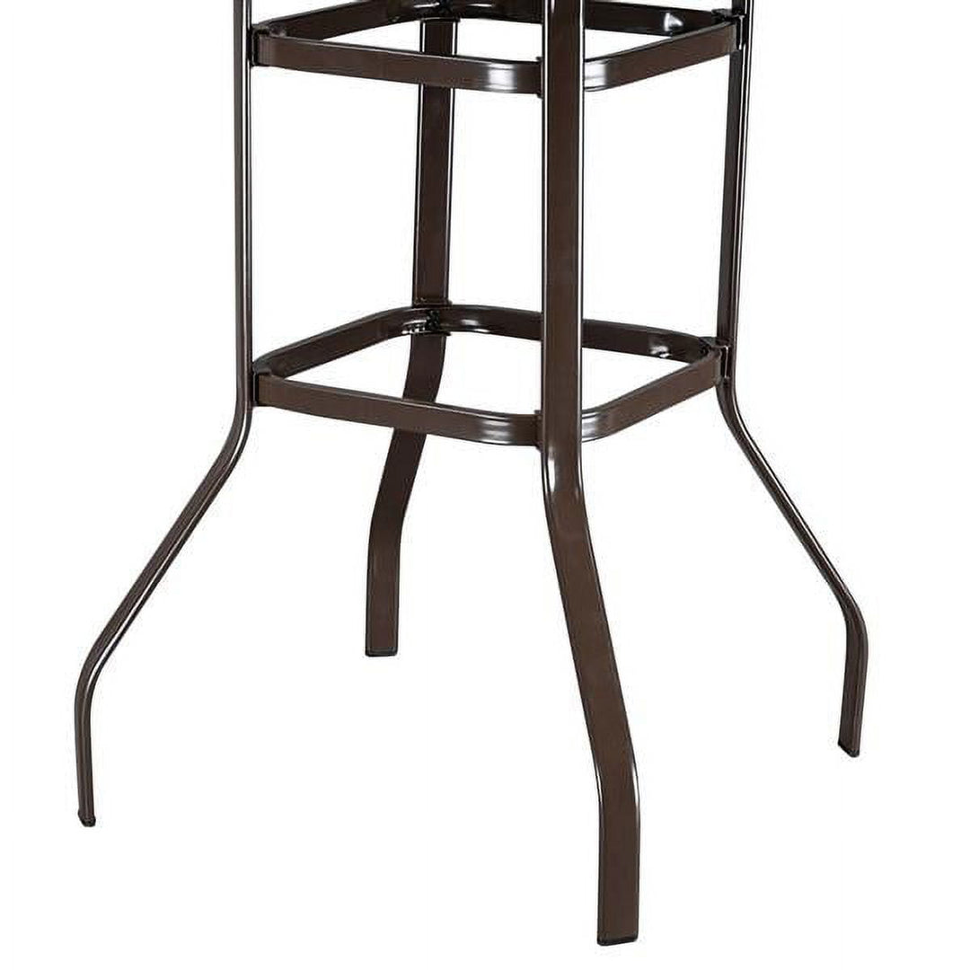 Matte Brown Iron Outdoor Bar Table, 31.5" Square Black Tempered Glass Top, Double-Ring Reinforced, for Home/Bar/Restaurant