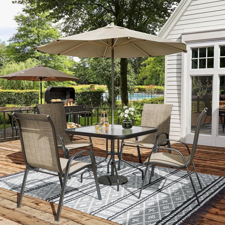 TQKVIPI Outdoor Patio Chairs Set of 4 Stackable Dining Chairs All-Weather Textilene Furniture Set for Pool Deck, Backyard, Garden