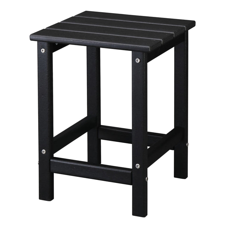 IVV 14" Square Outdoor Patio Side Table, Waterproof HDPE End Tables for Backyard Pool Porch Garden Lawn (Black)