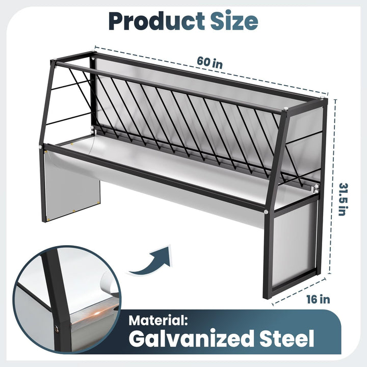 60 Gallon Feeder, Heavy Duty Galvanized Steel Livestock Hay Feeder, Non - Deformed for Goats, Cows, Pigs in Farm Pasture, Barn, Grazing Field