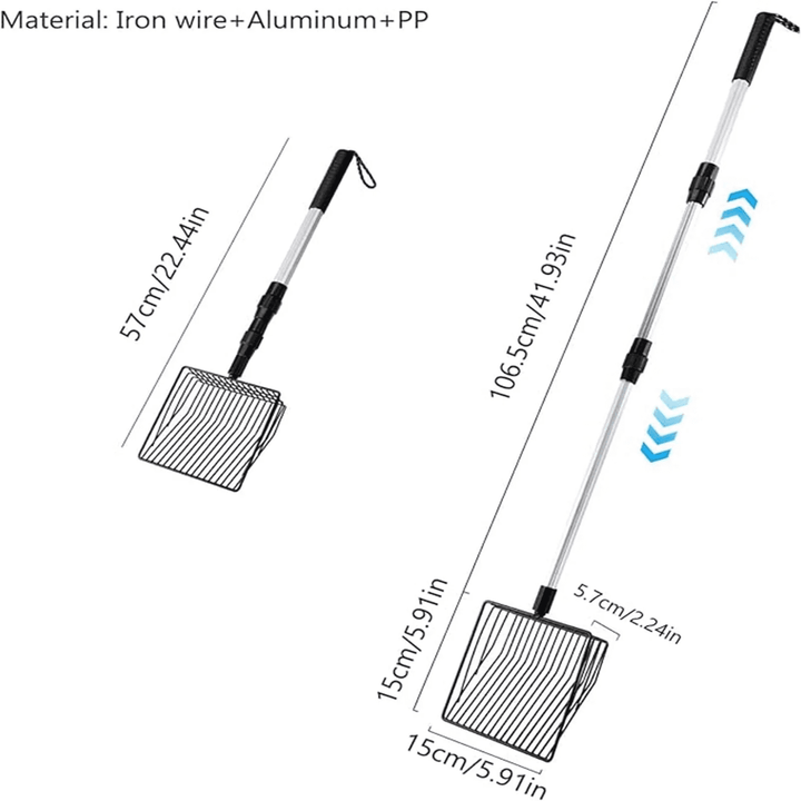 Chicken Poop, Litter Scoop, Chicken Poop , 41.9 Inch Hollow-Out Cat Litter Scoop With Adjustable Handle, Hanging Sifting Shovel