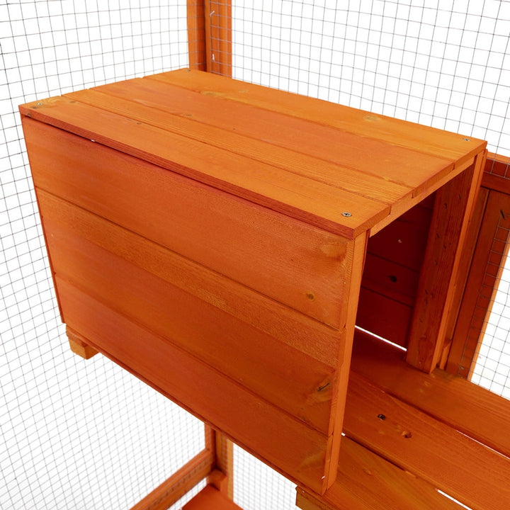 Resenkos Cat House, Catio Cat Shelter, Cat Cage,Large Cat Enclosure with 5 Perches, 2 Condos and 1 Lockable Door, Orange